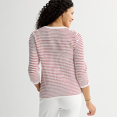 Women's Croft & Barrow® Textured Button Shoulder Pullover