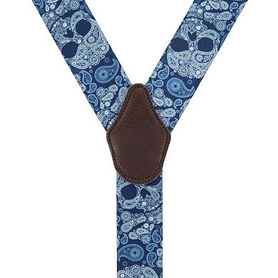 Ascentix Men's Paisley Skulls Convertible Clip End Suspenders