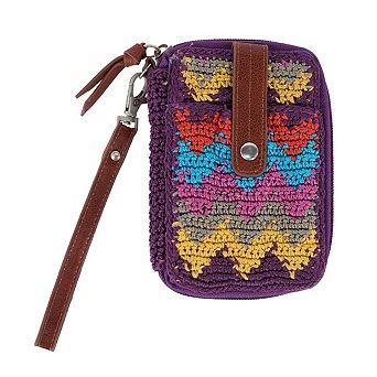 Ctm Women's Zip Around Crocheted Clutch Wristlet
