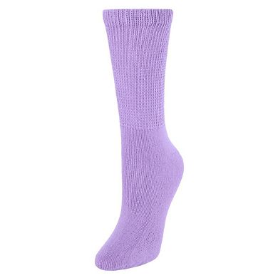 Ctm Women's Diabetic Pastel Color Crew Socks (3 Pack)