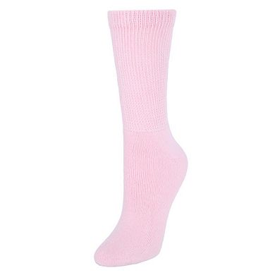 Ctm Women's Diabetic Pastel Color Crew Socks (3 Pack)