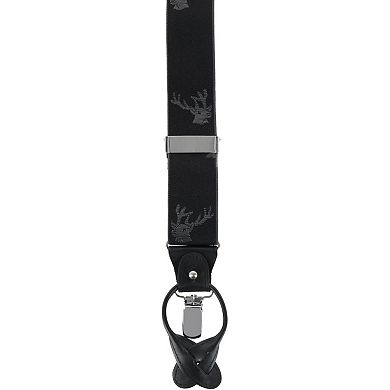 Ascentix Men's Stag Head Convertible Clip End Suspenders