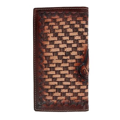 Ctm Western Themed Leather Embossed Horse Checkbook Cover