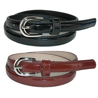 CTM Kid's 1/2 Inch Skinny Dress Belt (Pack of 2 Colors)