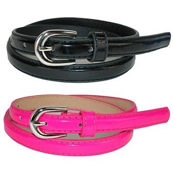 CTM Kid's 1/2 Inch Skinny Dress Belt (Pack of 2 Colors)