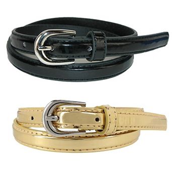 CTM Kid's 1/2 Inch Skinny Dress Belt (Pack of 2 Colors)