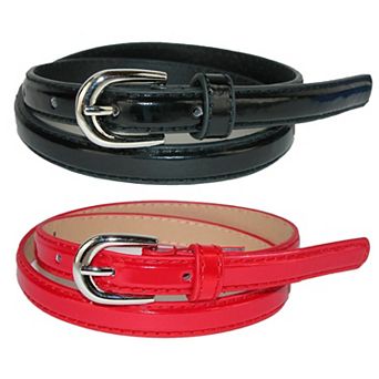 CTM Kid's 1/2 Inch Skinny Dress Belt (Pack of 2 Colors)