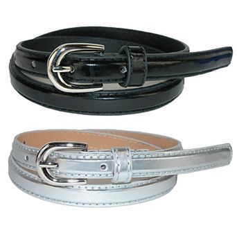 CTM Kid's 1/2 Inch Skinny Dress Belt (Pack of 2 Colors)