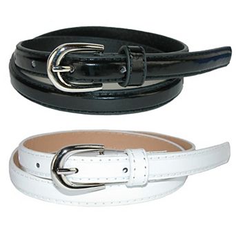 CTM Kid's 1/2 Inch Skinny Dress Belt (Pack of 2 Colors)