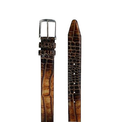 Lejon Men's Italian Calfskin Croc Print Belt