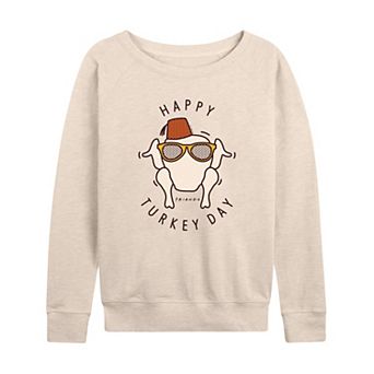 Women's Friends Happy Turkey Day French Terry Long Sleeve Tee