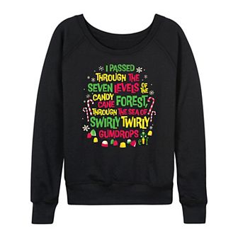 Women's Elf Candy Cane Forest Tee French Terry Long Sleeve Tee