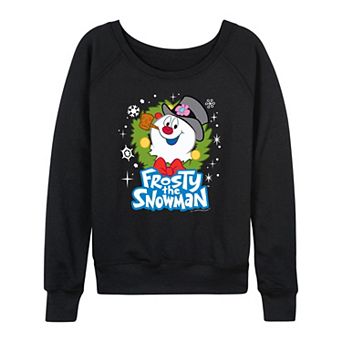 Women's Frosty The Snowman Wreath French Terry Long Sleeve Tee