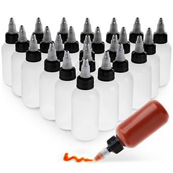 24 Pack 2oz Bottles With Caps For Kitchen, Condiments, Small Squeeze Bottles