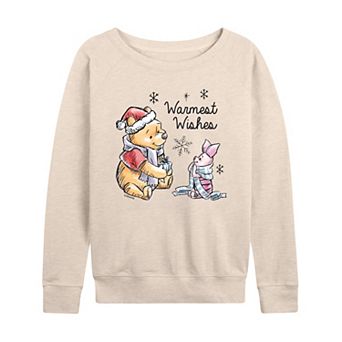 DIsney's Winnie The Pooh Piglet & Pooh Women's Warmest Wishes French Terry Long Sleeve Tee