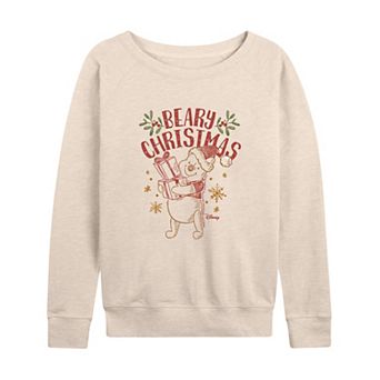 DIsney's Winnie The Pooh Women's Beary Christmas French Terry Long Sleeve Tee