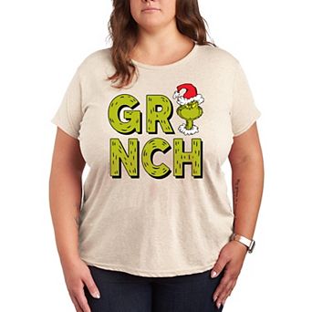 Plus Size Dr. Seuss Grinch Fur Letters Graphic Tee