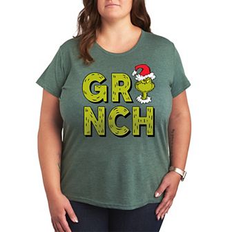 Plus Size Dr. Seuss Grinch Fur Letters Graphic Tee