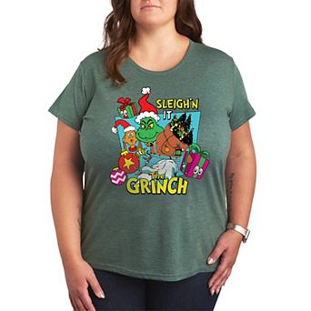 Plus Size Dr. Seuss The Grinch Sleigh'n It Graphic Tee