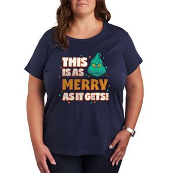 Plus Size Dr. Seuss Grinch As Merry As It Gets Graphic Tee
