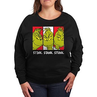 Plus Size Dr. Seuss Grinch Stink Stank Stunk French Terry Long Sleeve Tee