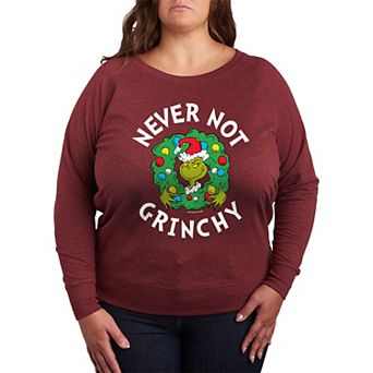 Plus Size Dr. Seuss Grinch Never Not Grinchy French Terry Long Sleeve Tee