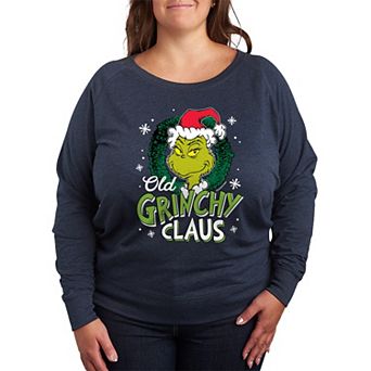 Plus Size Dr. Seuss Old Grinchy Claus French Terry Long Sleeve Tee