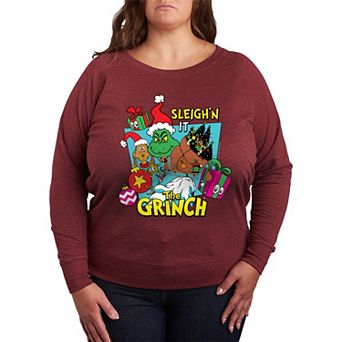Plus Size Dr. Seuss The Grinch Sleigh'n It French Terry Long Sleeve Tee