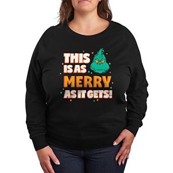 Plus Size Dr. Seuss Grinch As Merry As It Gets French Terry Long Sleeve Tee