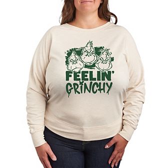 Plus Size Dr. Seuss Feelin' Grinchy French Terry Long Sleeve Tee