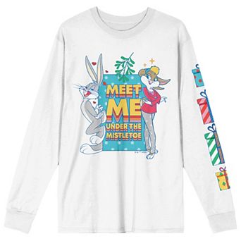Juniors' Looney Tunes Meet Me Under The Mistletoe Long Sleeve Tee