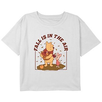 Disney's Winnie The Pooh Fall Is In The Air Girls 7-16 Cropped Graphic Tee