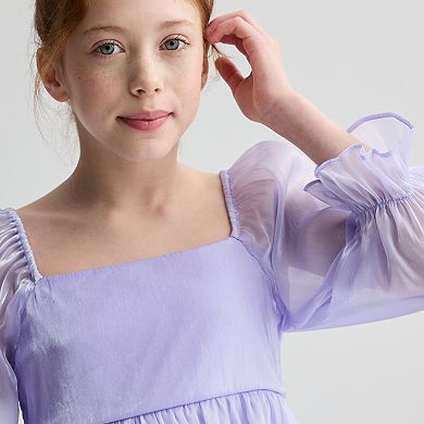Girls 7-16 Inspired Hearts Chiffon Babydoll Dress
