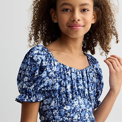 Girls 7-16 Inspired Hearts Criss-Cross Satin Printed Dress