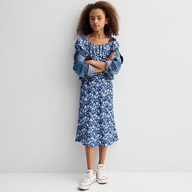 Girls 7-16 Inspired Hearts Criss-Cross Satin Printed Dress