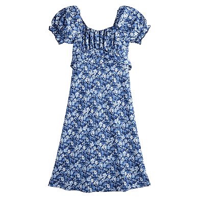 Girls 7-16 Inspired Hearts Criss-Cross Satin Printed Dress