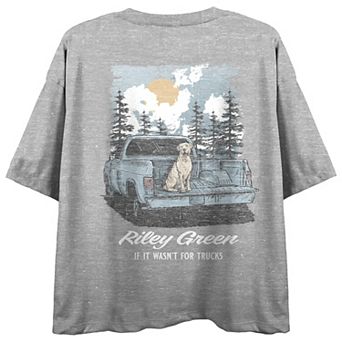 Juniors' Riley Green Truck & Dog Art Tee