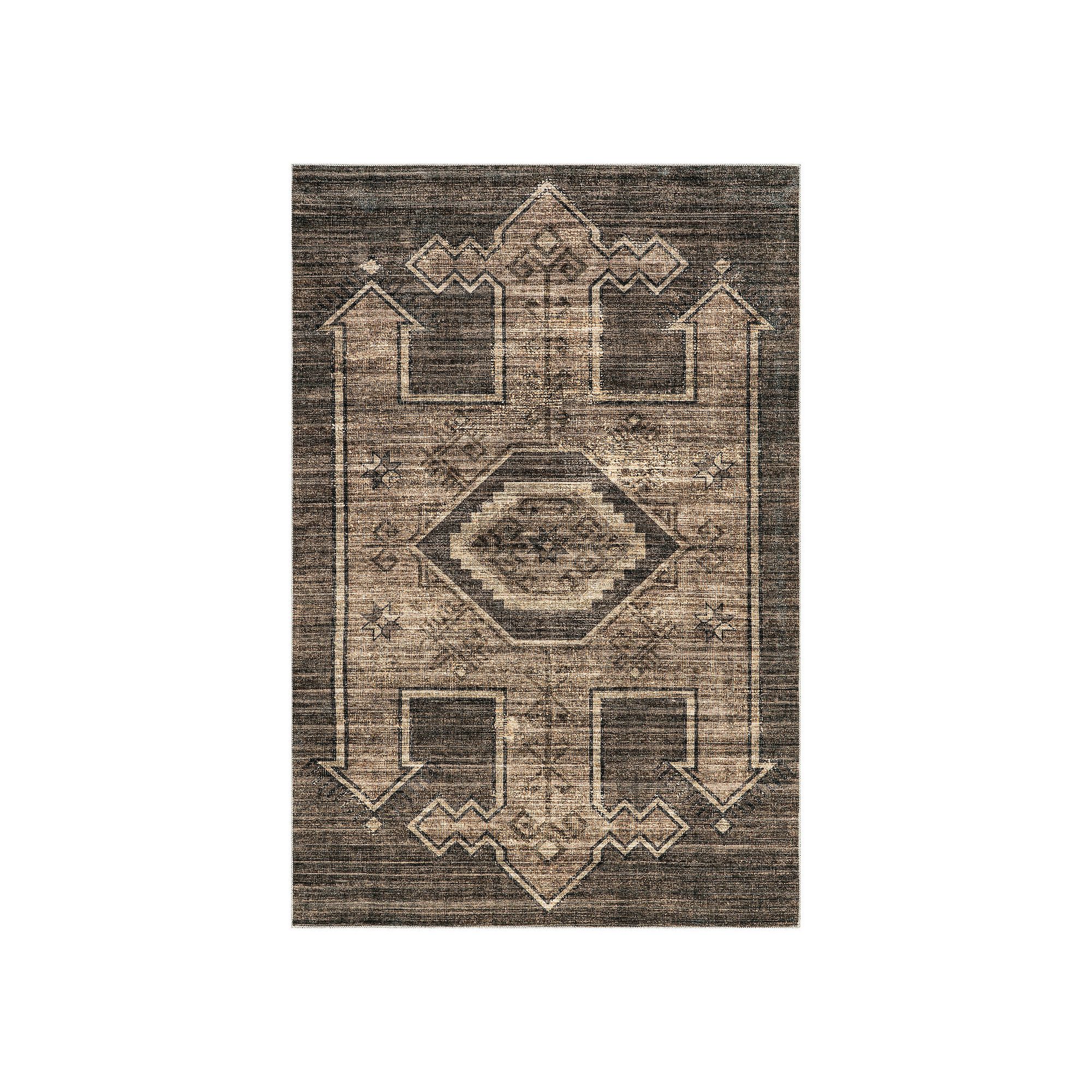 Rugs USA Sagebrush Geometric Machine Washable Area Rug, Dark Brown