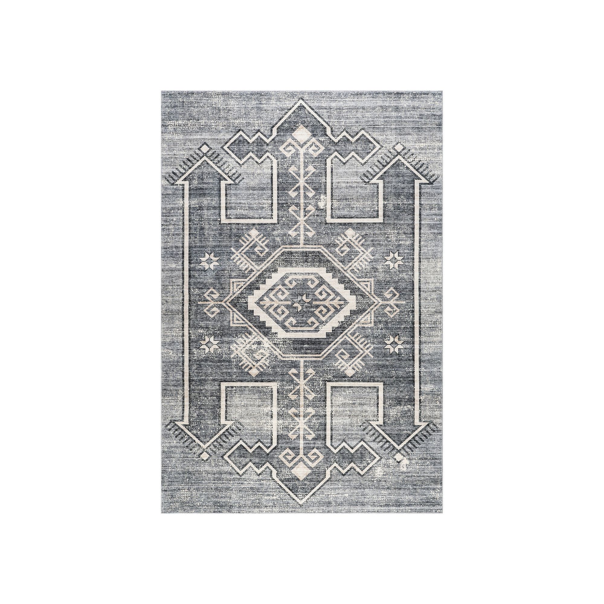 Rugs USA Sagebrush Geometric Machine Washable Area Rug, Gray