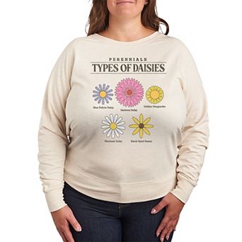 Plus Size Types of Daisies French Terry Long Sleeve Tee