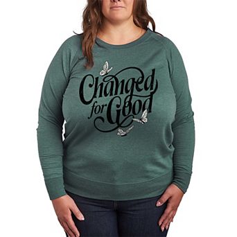 Plus Size Changed For Good Butterflies French Terry Long Sleeve Tee