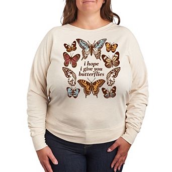 Plus Size Give You Butterflies French Terry Long Sleeve Tee