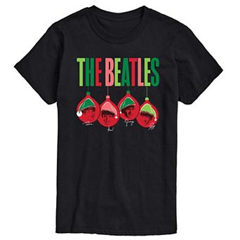Big & Tall The Beatles Santa Hats Ornaments Graphic Tee