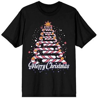 Juniors' Merry Christmas Candy Cane Graphic Tee