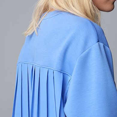 Women's Simply Vera Vera Wang Mixed Media Pleated Scuba Sweatshirt