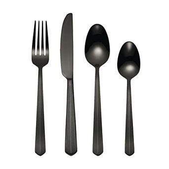 Mingle & Co. Astor Black Satin 16 pc Flatware Set