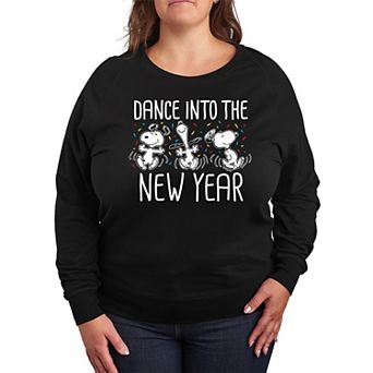Plus Size Peanuts Snoopy Dance Into The New Year French Terry Long Sleeve Tee