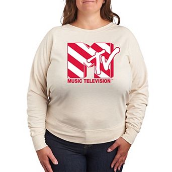 Plus Size MTV Candy Cane French Terry Long Sleeve Tee