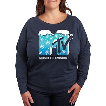 Plus Size MTV Snowflakes French Terry Long Sleeve Tee