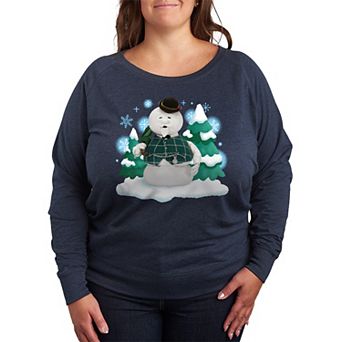 Plus Size Rudolph Sam The Snowman French Terry Long Sleeve Tee